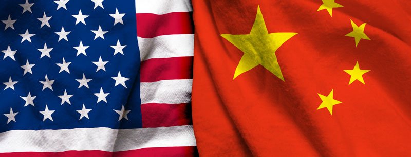 China versus US flags