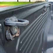 Safety tie down on pickup truck